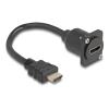 Delock - HDMI-Verlängerungskabel - HDMI männlich zu HDMI weiblich schraubbar - 20 cm - Schwarz - unterstützt 4K 60 Hz (3840 x 2160)
