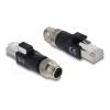 Delock M12 Adapter X-kodiert 8 Pin Stecker zu RJ45 Stecker schwarz