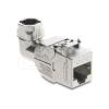 Delock Keystone Modul RJ45 Buchse zu LSA Cat.6A mit Metall Latch werkzeugfrei 90 grad winkelbar geschirmt