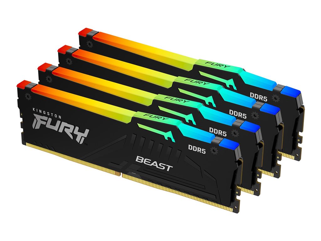 Kingston FURY Beast - DDR5 - Kit - 128 GB: 4 x 32 GB - DIMM 288-PIN - 5200 MT / s / PC5-41600 - CL40 - 1.25 V - on-die ECC