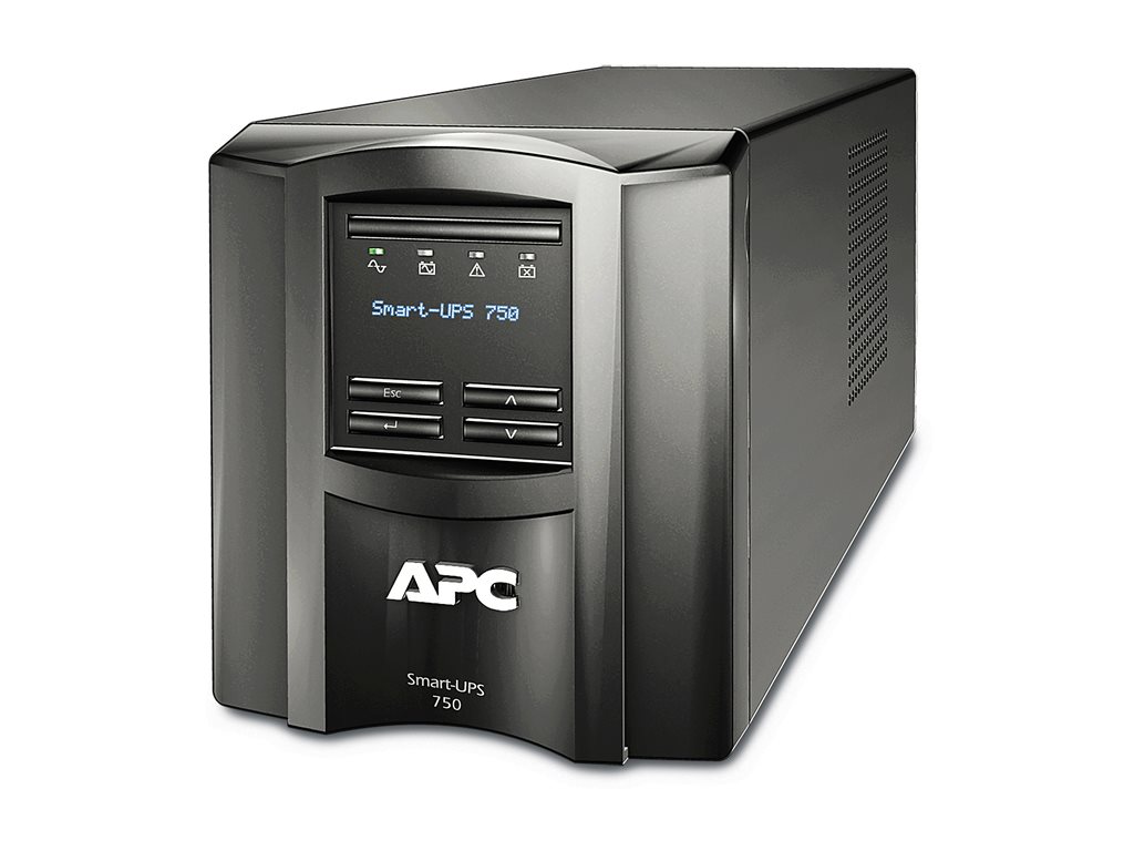 APC Smart-UPS SMT750IC - USV - Wechselstrom 220 / 230 / 240 V - 500 watt - 750 VA - RS-232, USB - Ausgangsanschlüsse: 6 - Schwarz - mit APC SmartConnect