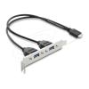 Delock USB Typ-E Key B Stecker zu 2 x USB 5 Gbps Typ-A Buchse mit Slotblech Anschlusskabel 35,5 cm