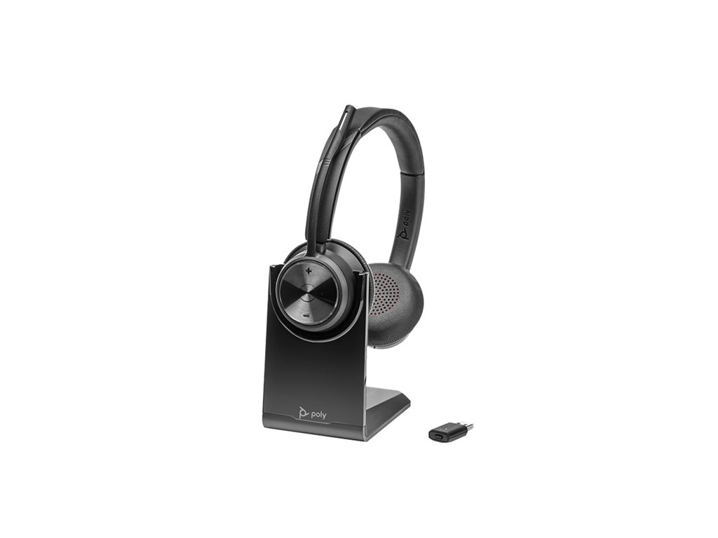 Poly Savi 7320 - Savi 7300 series - Headset - On-Ear - DECT - kabellos - USB-A über DECT-Adapter - Schwarz - UC-zertifiziert - Replaces Poly SKU 2-220997-205