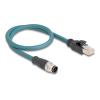 Delock - Netzwerkadapterkabel - 8-polig M12 (M) zu RJ-45 (M) - 50 cm - 0.62 cm - S / FTP - CAT 6a - IP67 - Schwarz