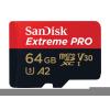 SanDisk Extreme Pro - Flash-Speicherkarte (microSDXC-an-SD-Adapter inbegriffen) - 64 GB - A2 / Video Class V30 / UHS-I U3 / Class10 - microSDXC UHS-I