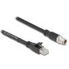 Delock M12 Kabel X-kodiert 8 Pin Stecker zu RJ45 Stecker Cat.5e S / FTP flexibel 10 m schwarz