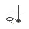 Delock WiFi 6 Antenne RP-SMA Stecker 3 dBi omnidirektional mit Anschlusskabel RG-174 3 m mit Kippgelenk mit magnetischem Standfuß schwarz