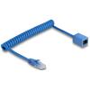 Delock RJ45 Spiralkabel Stecker zu Buchse Cat.6 UTP 0,45 m bis 0,75 m blau