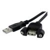 3 ft Panel Mount USB Cable A to A - F / M