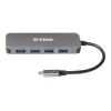 D-Link DUB-2340 - Hub - 4 x SuperSpeed USB 3.0 + 1 x USB-C (Spannungsversorgung) - Desktop
