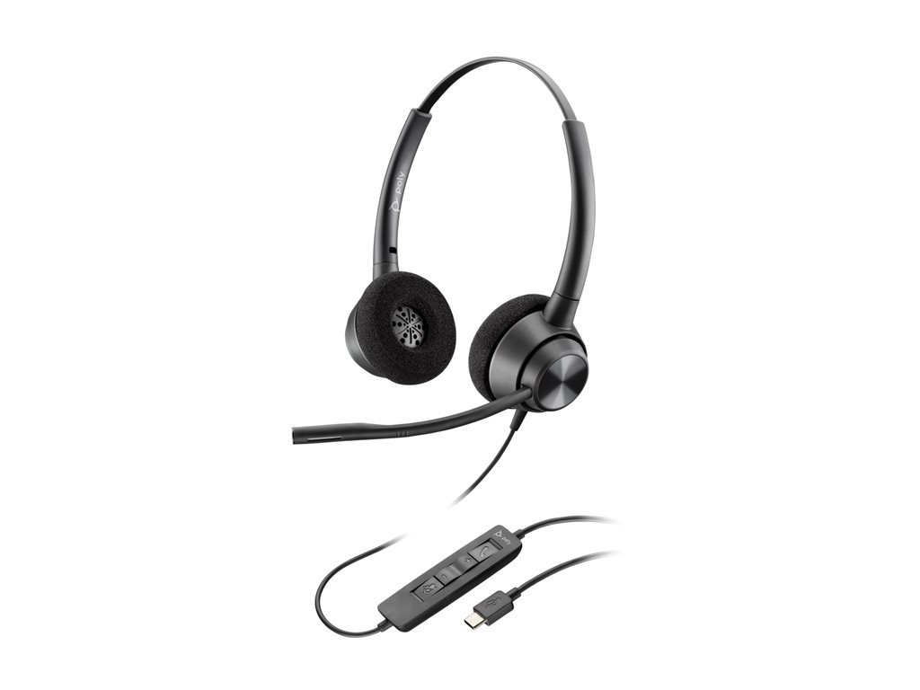 Poly EncorePro 320 - EncorePro 300 series - Headset - On-Ear - kabelgebunden - USB-C - Schwarz - TAA-konform - Works With Chromebook Certified - Replaces Poly SKU 214571-01