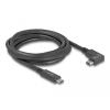 Delock - USB-Kabel - 24 pin USB-C (M) zu 24 pin USB-C (M) gewinkelt - 3 A - 2 m - USB Power Delivery (60W), unterstützt 4K 144 Hz (3840 x 2160), up to 5 Gbps data transfer rate, E-marker - Schwarz