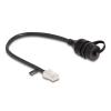 Delock Kabel RJ45 Stecker zu RJ45 Buchse zum Einbau mit Verschlusskappe Cat.5e FTP IP68 staub- und wasserdicht 25 cm schwarz
