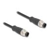 Delock - Netzwerkkabel - 8-polig M12-A (M) zu 8-polig M12-A (M) - 5 m - 6 mm - S / FTP - CAT 5e - Schwarz