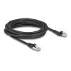 Delock RJ45 Netzwerkkabel Cat.8.1 S / FTP Stecker 45 grad nach links gewinkelt zu Stecker gerade bis 40 Gbps 5 m schwarz