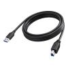 3 m USB 3.0 Kabel - vernickelte Stecker - Bandbreite 5 Gbps - über 65 Prozent Abdeckung geflochtene Abschirmung - USB A (m) zu USB B (m) - Außendurchmesser 4,2 mm - 28+24 awg - schwarz