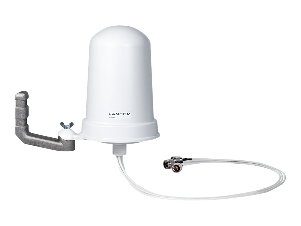 AirLancer ON-Q360ag Outdoor-WLAN-Rundstrahlantenne mit 360°-Abstrahlwinkel, +4 dBi Gewinn (2,4 GHz & 5 GHz), 4x4 MIMO, Bruttoübertragungsrate von bis zu 1.300 MBit / s, inkl. Kabel für LANCOM OAP-Serie mit N-Stecker und Montagesatz
