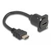 Delock - HDMI-Verlängerungskabel - HDMI männlich zu HDMI weiblich schraubbar - 20 cm - Schwarz - unterstützt 4K 60 Hz (3840 x 2160)