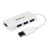 StarTech.com 4 Port USB 3.0 SuperSpeed Hub - Weiß - Portabler externer Mini USB Hub mit eingebautem Kabel - Hub - 4 x SuperSpeed USB 3.0 - Desktop - für P / N: FCREADMICRO3, MSDREADU2OTG, MSDREADU3CA