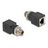 Delock - Netzwerkadapter - 8-polig M12 (M) zu RJ-45 (W) - CAT 6a - Schwarz