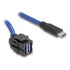 Delock - USB-Kabel - 24 pin USB-C (M) gerade zu USB Typ A (W) abgewinkelt, Keystone - USB 3.0 - 50 cm - Schwarz