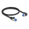Delock - Netzwerkkabel - RJ-45 (M) gerade zu RJ-45 (M) rechtwinklig - 50 cm - 6 mm - S / FTP - CAT 6a - halogenfrei, ohne Haken - Schwarz