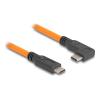 Delock - USB-Kabel - 24 pin USB-C (M) gewinkelt zu 24 pin USB-C (M) gerade - 20 V - 5 A - 1 m - up to 5 Gbps data transfer rate - orange