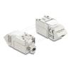 Delock Keystone Modul RJ45 Buchse zu LSA Cat.6A 45 grad gewinkelte Buchse geschirmt 90 grad Kabelführung werkzeugfrei Metall