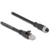Delock M12 Kabel X-kodiert 8 Pin Buchse zu RJ45 Stecker Cat.5e S / FTP flexibel 5 m schwarz
