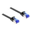 Delock - Patch-Kabel - RJ-45 (M) zu RJ-45 (M) - 25 cm - U / FTP - CAT 6a - ohne Haken, flach - Schwarz