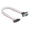 Delock Flachbandkabel RS-232 mit 9 x Pfostenbuchse zu D-Sub 9 Pin Stecker mit Muttern 30 cm