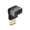 Delock HDMI Adapter Stecker zu Buchse 90 grad oben gewinkelt 8K 60 Hz grau Metall