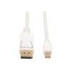 Eaton Tripp Lite Series Mini DisplayPort to DisplayPort Adapter Cable, 4K 60Hz (M / M), DP Latching Connector, White, 6 ft. (1.8 m) - DisplayPort-Kabel - Mini DisplayPort (M) zu DisplayPort (M) - 1.83 m - weiß
