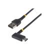 StarTech.com 2 m USB-A Auf USB-C Ladekabel - USB-C Winkelstecker - 3A - USB-Kabel - USB (M) gerade zu 24 pin USB-C (M) rechtwinklig - Thunderbolt 3 / USB 2.0 - 3 A - 2 m - USB Power Delivery (60W) - Schwarz