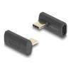 Delock - USB-Adapter - USB-C (M) links / rechts abgewinkelt zu USB-C (W) - USB4 / Thunderbolt 3 / Thunderbolt 4 / DisplayPort 1.4 - 48 V - 5 A - 8K60Hz Unterstützung, Unterstützung für Power Delivery 3.1, unterstützt bis zu 240W Leistungsabgabe, bis zu
