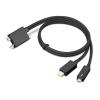 Lenovo Split Cable - Thunderbolt-Kabel - USB-C / Powereingang DC-Buchse zu USB-C, Slim Tip - Thunderbolt 4 - 70 cm - Schwarz - für ThinkCentre M75t Gen 2 11W5