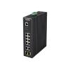 Switch / 12-Port Layer2 Smart Managed Gigabit PoE Industrial Switch, 10x 100 / 1000Mbit / s TP (RJ-45) Port, 2x SFP Port, 1x RJ-45 Console Port, Automatische Geschwindigkeits- und Duplexanpassung, Auto-Uplink MDI-II / -X, IEEE 802.3x Flow-Control bei Full