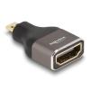 Delock HDMI Adapter Micro-D Stecker zu A Buchse 8K 60 Hz grau Metall