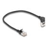 Delock - Patch-Kabel - RJ-45 (M) nach oben angewinkelt zu RJ-45 (M) gerade - 25 cm - 4.5 mm - S / FTP - CAT 6a - geschirmt, halogenfrei, ohne Haken - Schwarz