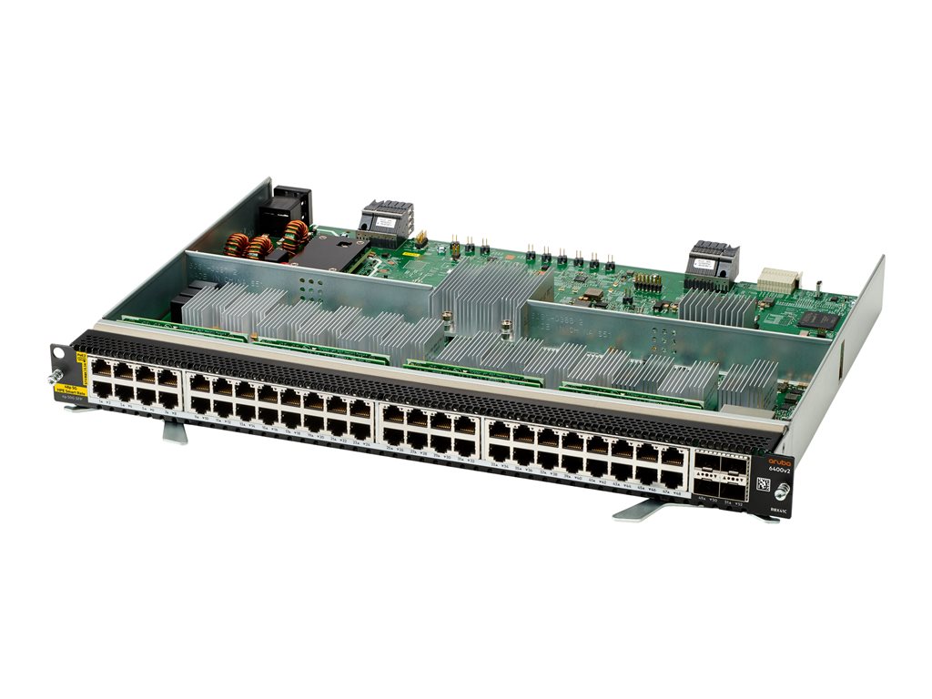 HPE Aruba 6400 48-port HPE Smart Rate 1 / 2.5 / 5GbE Class 6 PoE and 4-port SFP56 v2 Module - Switch - L3 - 48 x 1 / 2.5G / 5G (PoE) + 4 x 50 Gigabit Ethernet SFP56 - an Rack montierbar - PoE - für P / N: R0X27C, R0X38C, R0X39C, R0X40C, R0X41C, R0X42C, R0