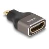 Delock HDMI Adapter Micro-D Stecker zu A Buchse 8K 60 Hz grau Metall