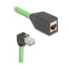 Delock - Netzwerkverlängerungskabel - RJ-45 (M) nach unten abgewinkelt zu RJ-45 (W) - 1 m - 6.8 mm - SF / UTP - CAT 6a - geschirmt - grün