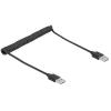 Delock Spiralkabel EASY-USB 2.0 Typ-A Stecker zu EASY-USB Typ-A Stecker 0,5 m bis 0,8 m schwarz