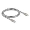 Delock - USB-Kabel - 24 pin USB-C (M) zu 24 pin USB-C (M) - USB 2.0 - 20 V - 3 A - 1 m - USB Power Delivery (60W), unterstützt Power Delivery 3.0, mit Metallschuh - Silber