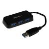 StarTech.com 4 Port USB 3.0 SuperSpeed Hub - Schwarz - Portabler externer Mini USB Hub mit eingebautem Kabel - Hub - 4 x SuperSpeed USB 3.0 - Desktop - für P / N: FCREADMICRO3, MSDREADU3CA, USB3S2ESATA3