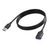2 m USB 3.0 Verlängerungskabel - vernickelte Stecker - Bandbreite 5 Gbps - über 65 Prozent Abdeckung geflochtene Abschirmung - USB A (f) zu USB A (m) - Außendurchmesser 4,2 mm - 28+24 AWG - schwarz