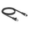Delock M12 Kabel X-kodiert 8 Pin Buchse zu RJ45 Stecker Cat.5e S / FTP flexibel 1 m schwarz