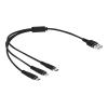 Delock - Lightning-Kabel, nur zum Aufladen - USB männlich zu Micro-USB Typ B, Lightning, USB-C männlich - 30 cm - Schwarz
