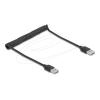 Delock - USB-Kabel - USB (M) umkehrbar zu USB (M) - USB 2.0 - 2 A - 80 cm - gewickelt, einfache USB - Schwarz