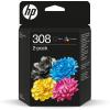 HP 308 - 2er-Pack - Schwarz, Cyan, Magenta, Gelb - original - Box - Tintenpatrone